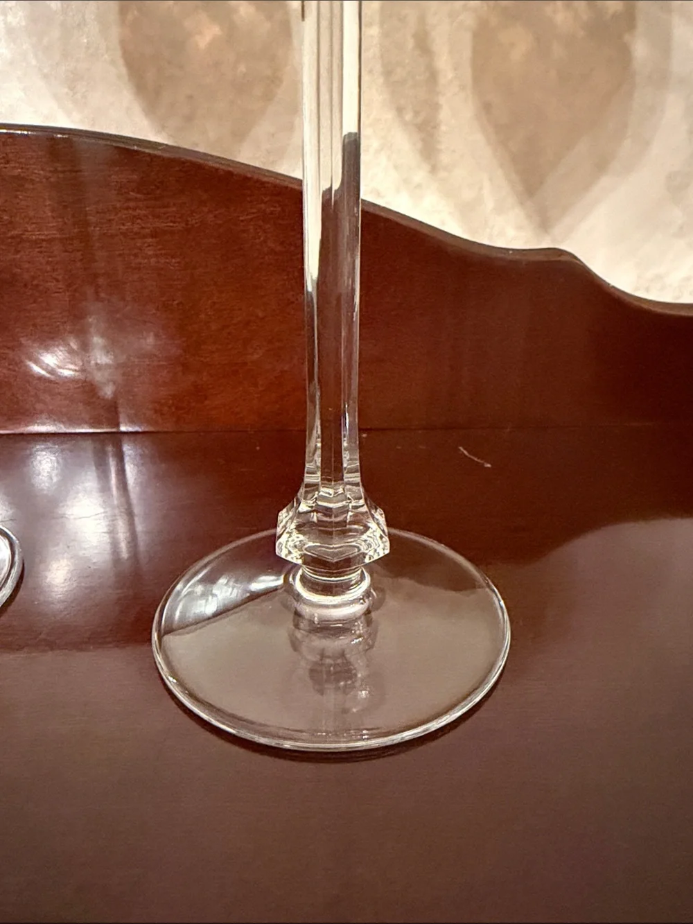 Pair Vintage Cut to clear Glass Wine Goblets